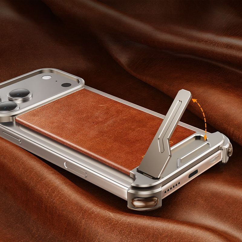 ChubbyArmor LuxeHold - Magnetic Leather Case With Hidden Stand For iPhone 17
