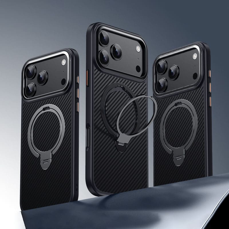 ChubbyArmor MagCarbon - Carbon Fiber Magnetic 360° Stand Case for iPhone 17