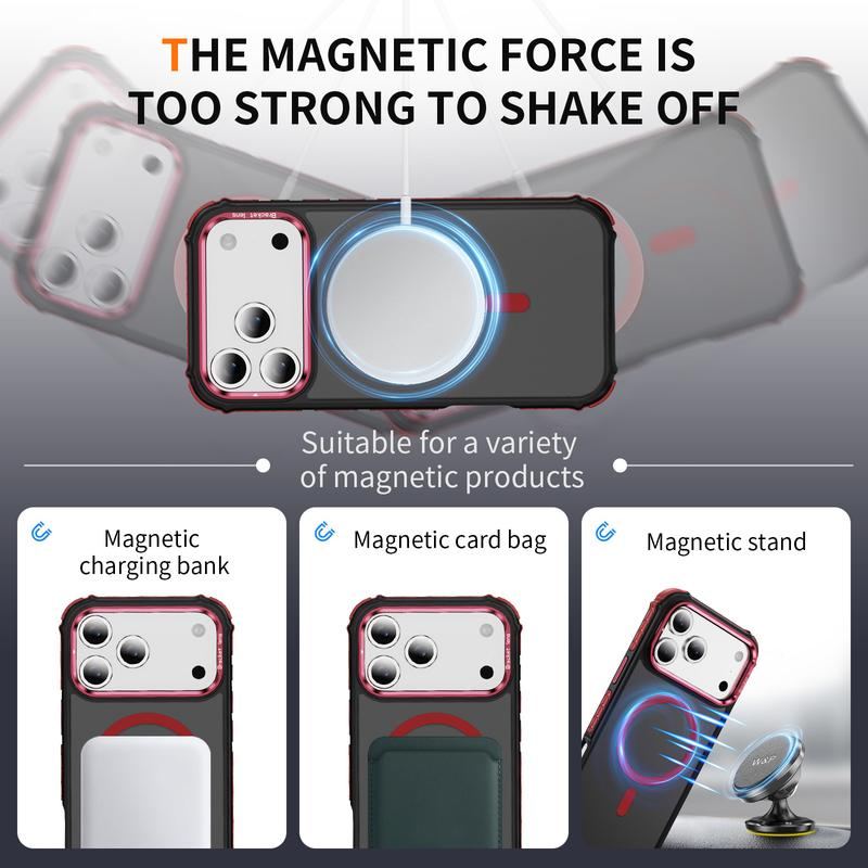ChubbyArmor MagShield - Translucent Magnetic Case for iPhone 17 & 16-13 , Military Shockproof with Built-in Camera Stand