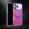 Purple and pink magnetic phone case with built-in ring stand