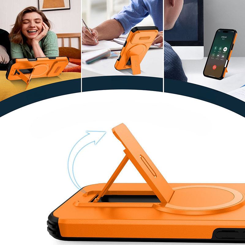 ChubbyArmor TitanShield – Military-Grade Magnetic Case with Hidden Stand & Flip Camera Cover for iPhone 17