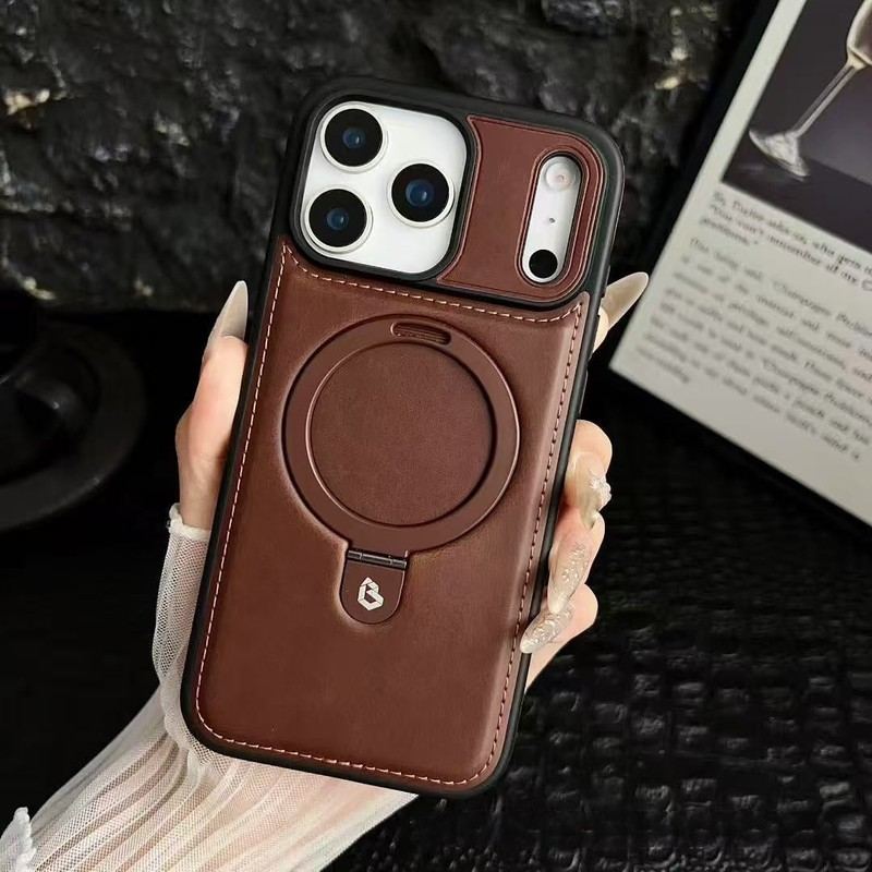 ChubbyArmor Vintage - Classic Leather Magnetic iPhone Case with Stand