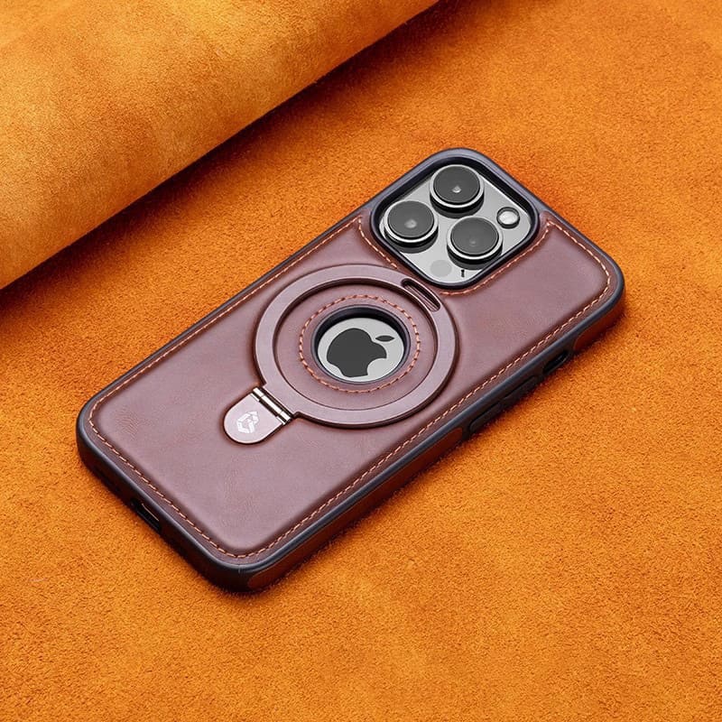 ChubbyArmor Vintage - Classic Leather Magnetic iPhone Case with Stand