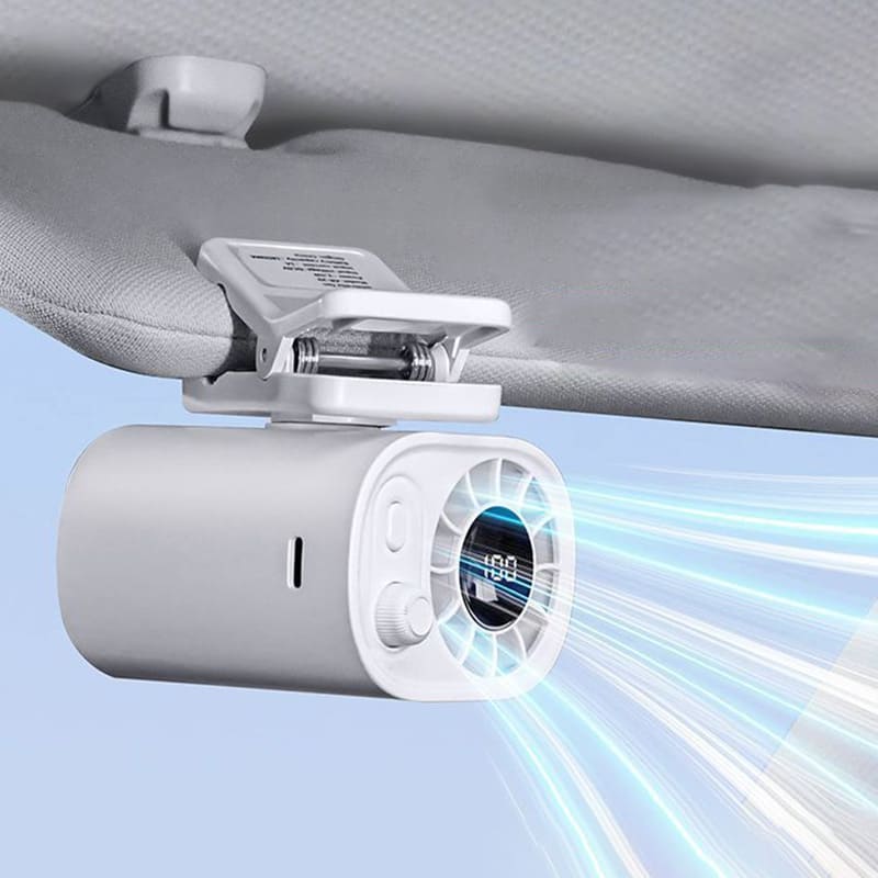 ChubbyBreeze 1800mAh Car Clip-On Fan – 360° Rotation, 100 Speeds, LED Display