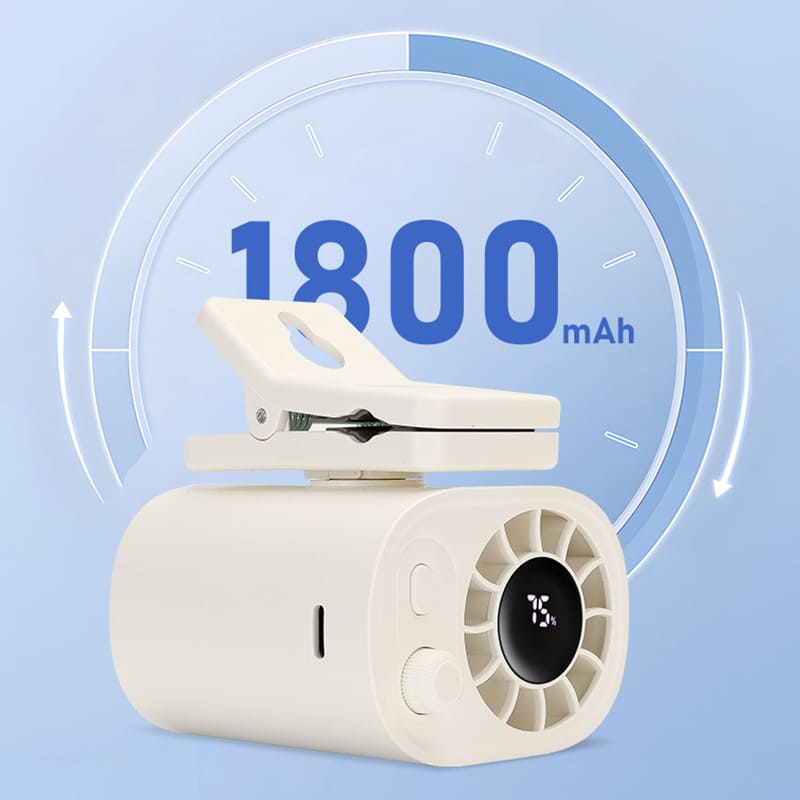 ChubbyBreeze 1800mAh Car Clip-On Fan – 360° Rotation, 100 Speeds, LED Display