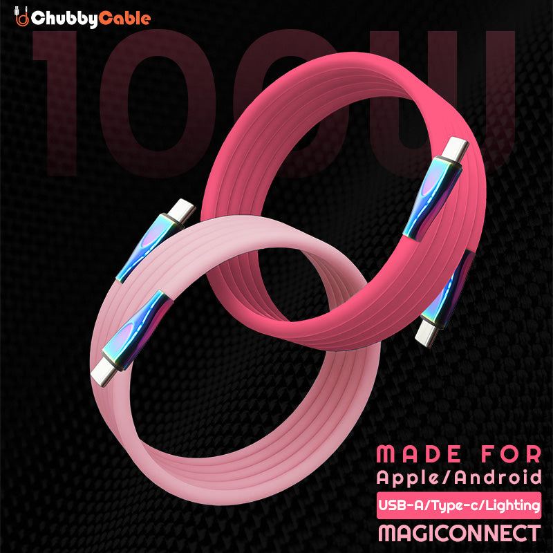 ChubbyCable Anodized Rainbow - 100W Magnetic Silicone Easy-Pack Charge Cable