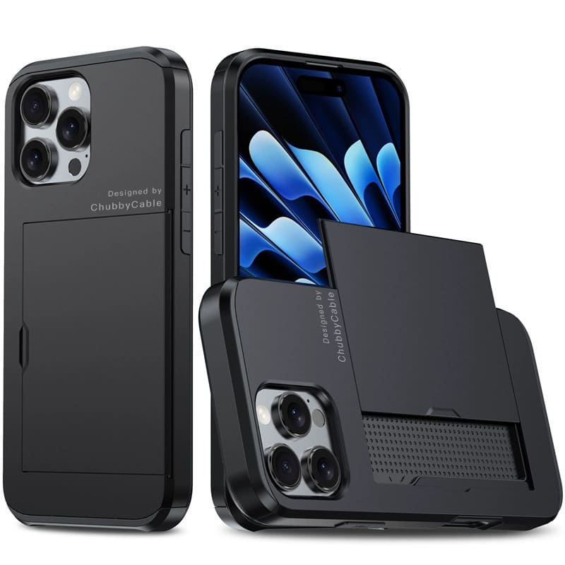 ChubbyCable NinjaPocket - Tactical 2-in-1 iPhone Case with Hidden Sliding Card Drawer & Military Drop Protection