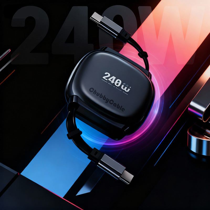 ChubbyCable PackGo™ - 240W Versatile Fast Charging Cable - Retractable & CarPlay Friendly