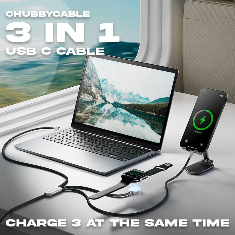 ChubbyCable Pro 100W 3-In-1 Silicone Charging Cable