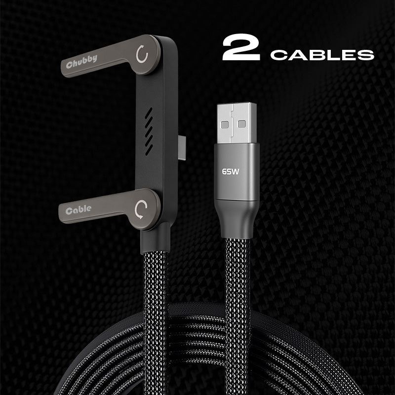 ChubbyCable StandLite™ - 240W Braided Fast Charge Cable With Built-in Phone Stand