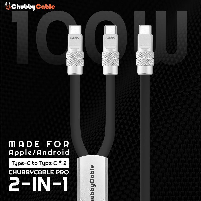 ChubbyCable Tri-Flex™: 100W 2-in-1 Fast Charging Cable with Dual USB-C Ports