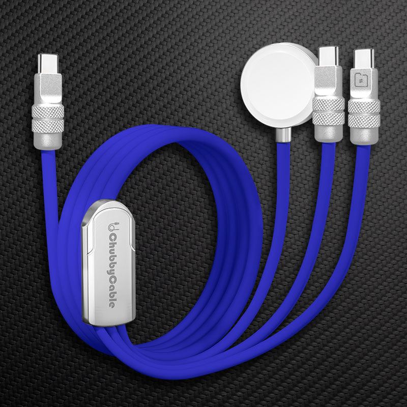 ChubbyCable Tri-Flex™: 100W 3-in-1 Fast Charging Cable with Soft Silicone & Apple Watch Charger