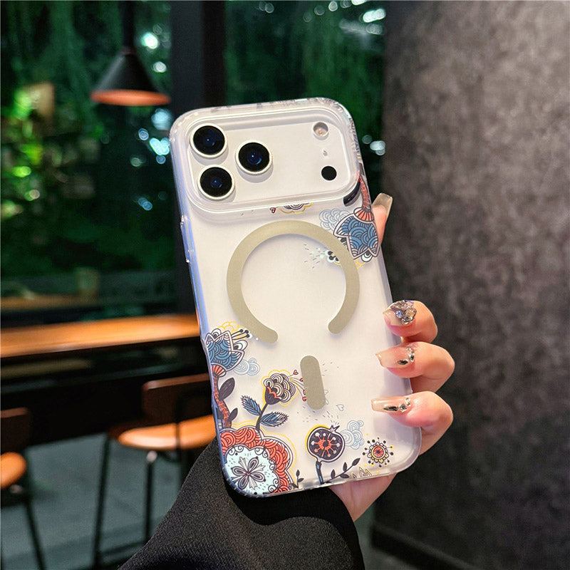 ChubbyCase - Floral Soft-Touch Magsafe Clear Case For iPhone 17