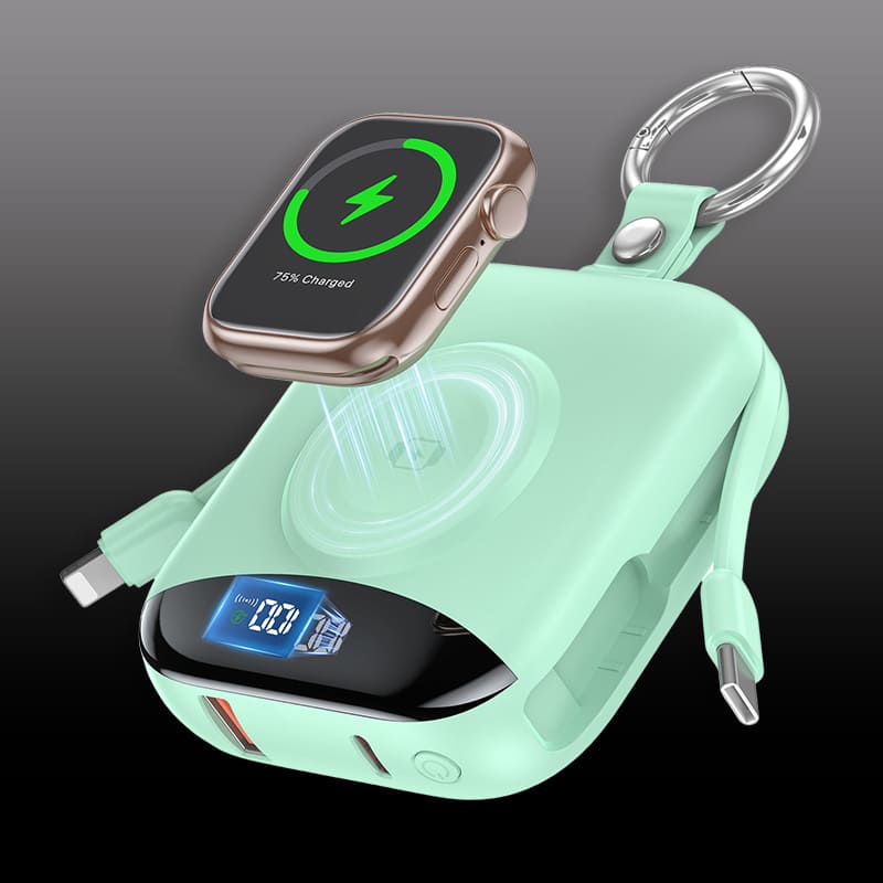 ChubbyCharge 10000mAh Power Bank with Magnetic for Apple Watch & Built-in iPhone Cable