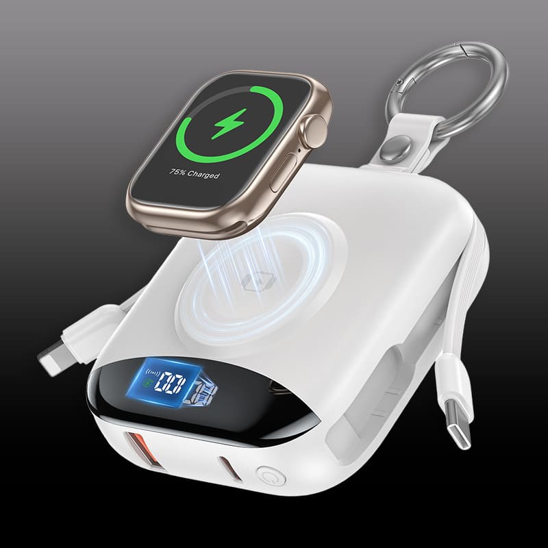 ChubbyCharge 10000mAh Power Bank with Magnetic for Apple Watch & Built-in iPhone Cable