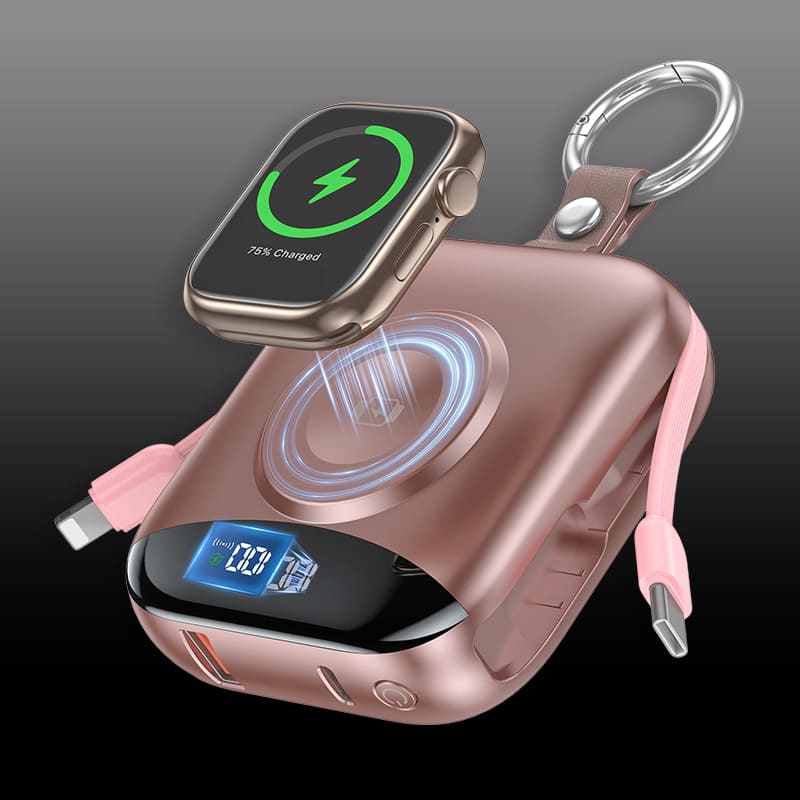 ChubbyCharge 10000mAh Power Bank with Magnetic for Apple Watch & Built-in iPhone Cable