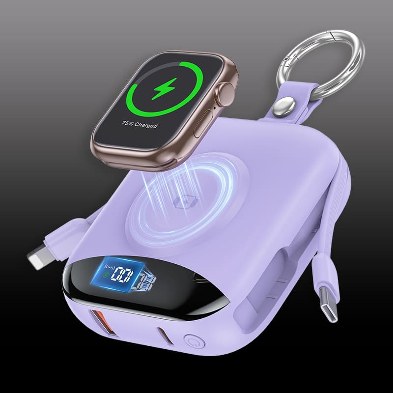 ChubbyCharge 10000mAh Power Bank with Magnetic for Apple Watch & Built-in iPhone Cable
