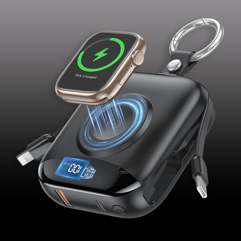 ChubbyCharge 10000mAh Power Bank with Magnetic for Apple Watch & Built-in iPhone Cable