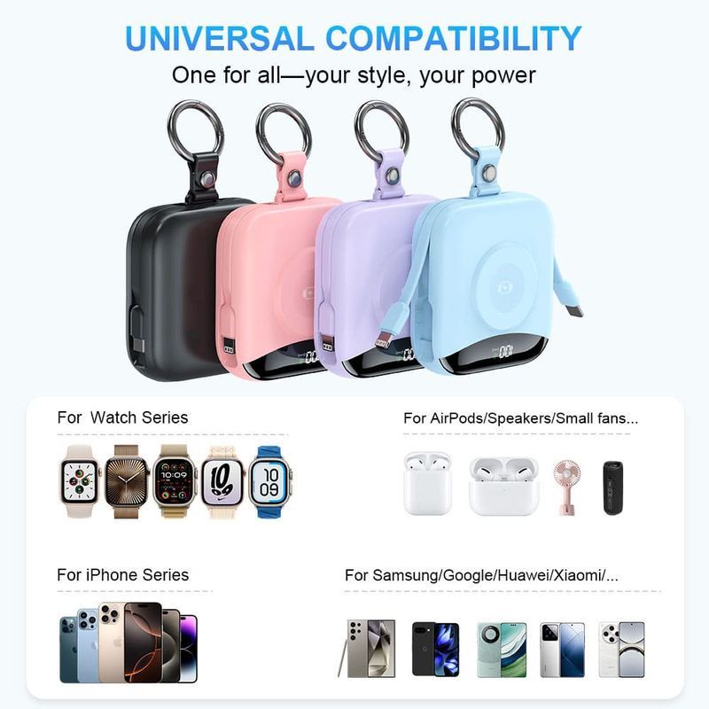 ChubbyCharge 10000mAh Power Bank with Magnetic for Apple Watch & Built-in iPhone Cable