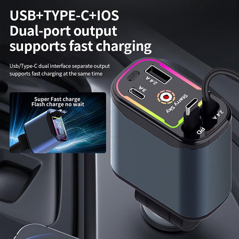 ChubbyCharge 120W RGB Car Charger – Turbo Power with Cool Vibes