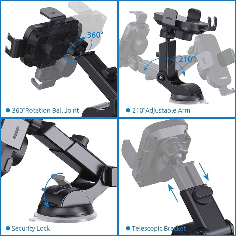 ChubbyCharge 15W AutoClamp Car Charger Mount – 360° Rotation