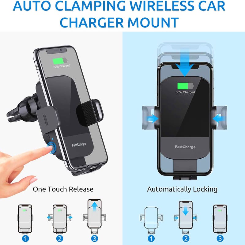 ChubbyCharge 15W AutoClamp Car Charger Mount – 360° Rotation