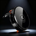 Close-up of black ChubbyCable portable wireless charger