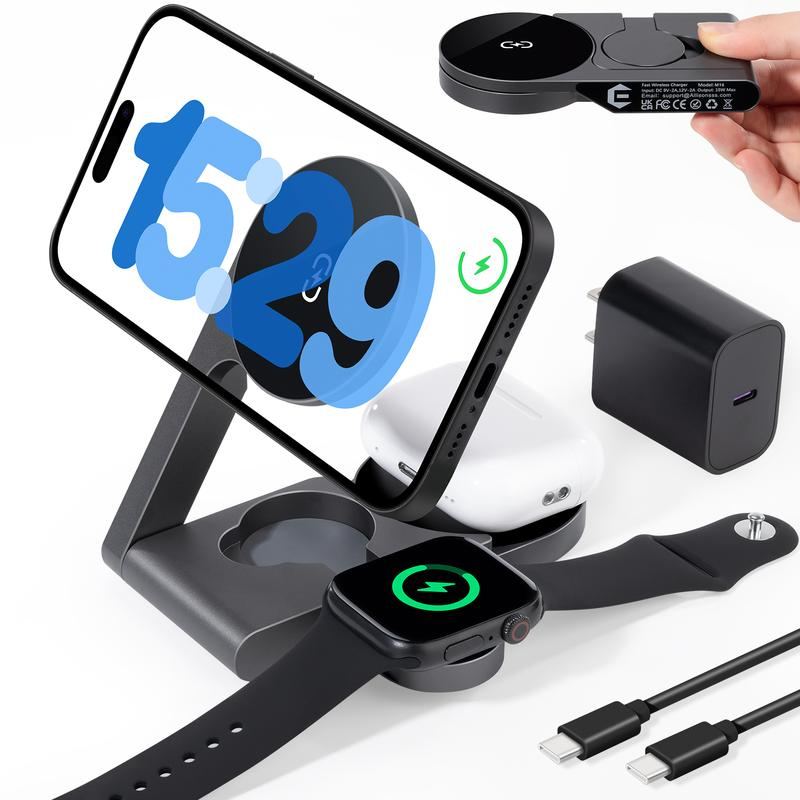 ChubbyCharge FoldPass - Credit Card Sized 3-in-1 Ultra-Thin Wireless Charger Travel Essential