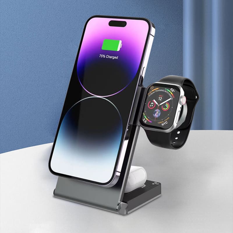 ChubbyCharge FoldPass - Credit Card Sized 3-in-1 Ultra-Thin Wireless Charger Travel Essential