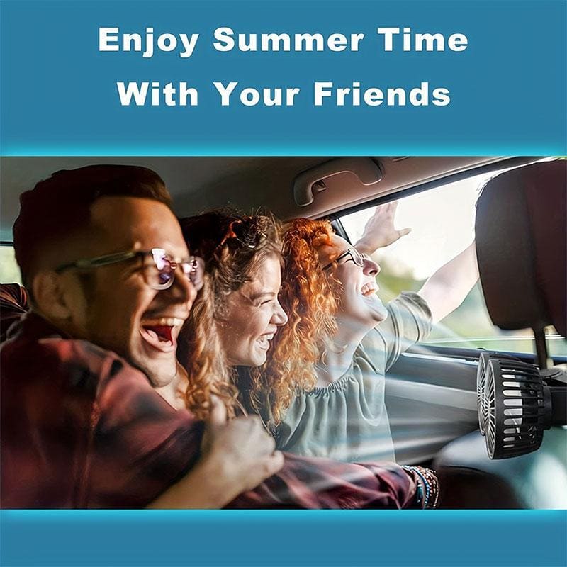 ChubbyCool Backseat Car Fan – Dual Heads & 360° Rotation