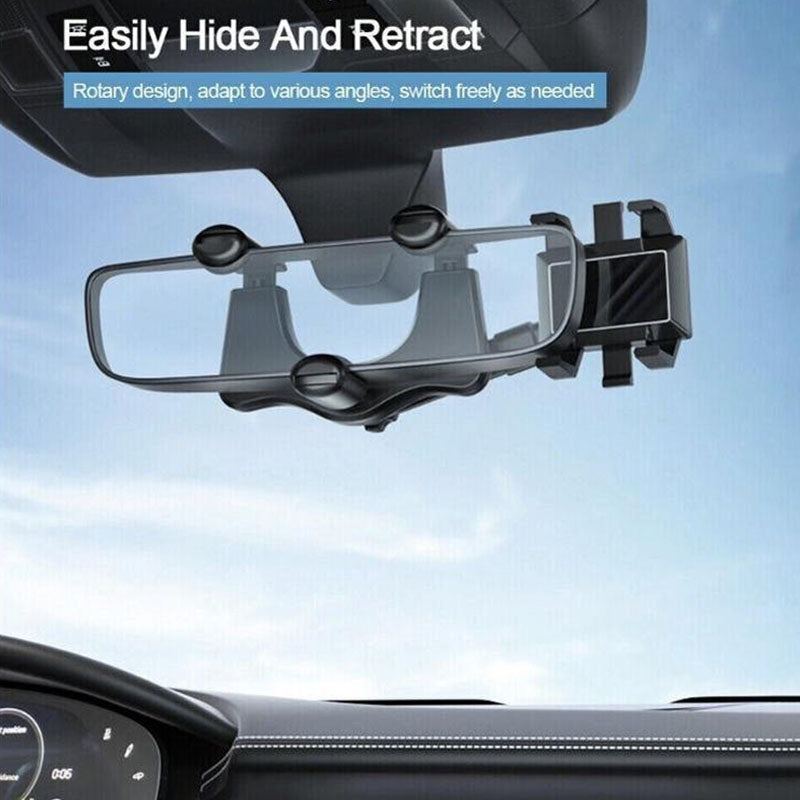 ChubbyDrive GyroGrip - 360° Retractable Phone Mount for Car - Rearview Mirror Safe Navigation