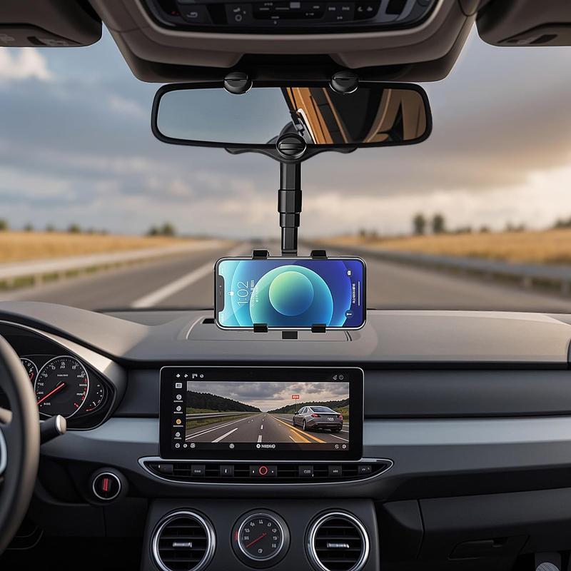 ChubbyDrive GyroGrip - 360° Retractable Phone Mount for Car - Rearview Mirror Safe Navigation