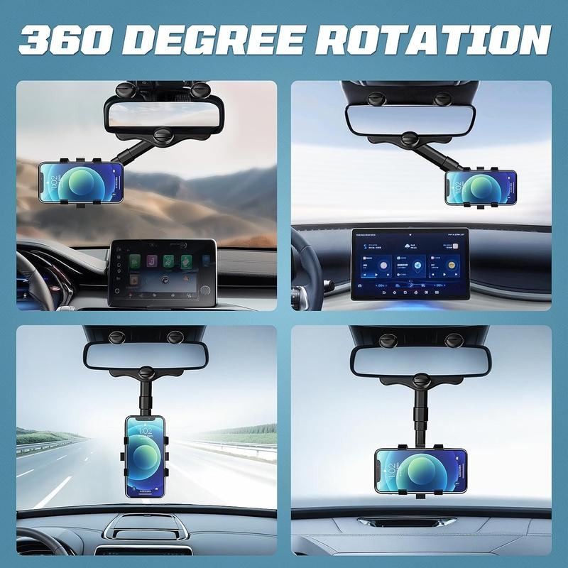 ChubbyDrive GyroGrip - 360° Retractable Phone Mount for Car - Rearview Mirror Safe Navigation