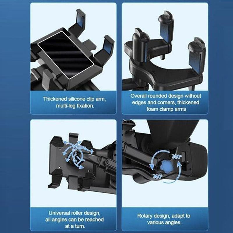 ChubbyDrive GyroGrip - 360° Retractable Phone Mount for Car - Rearview Mirror Safe Navigation