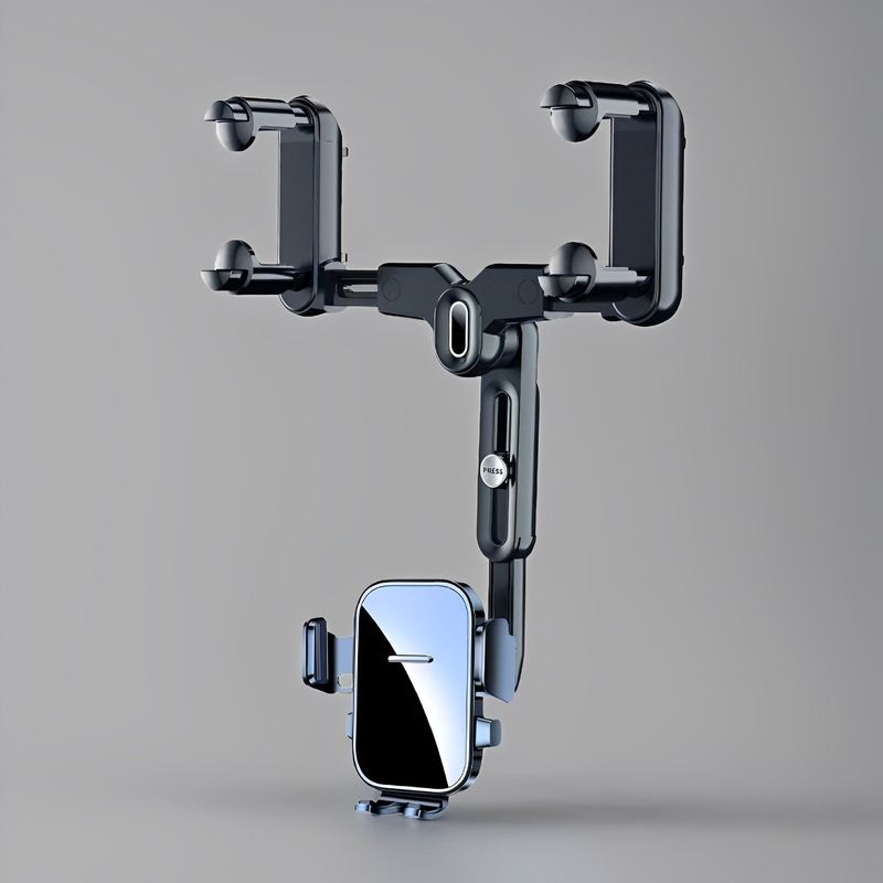 ChubbyDrive GyroGrip - 360° Retractable Phone Mount for Car - Rearview Mirror Safe Navigation