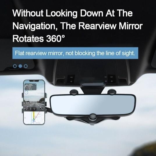 ChubbyDrive GyroGrip - 360° Retractable Phone Mount for Car - Rearview Mirror Safe Navigation