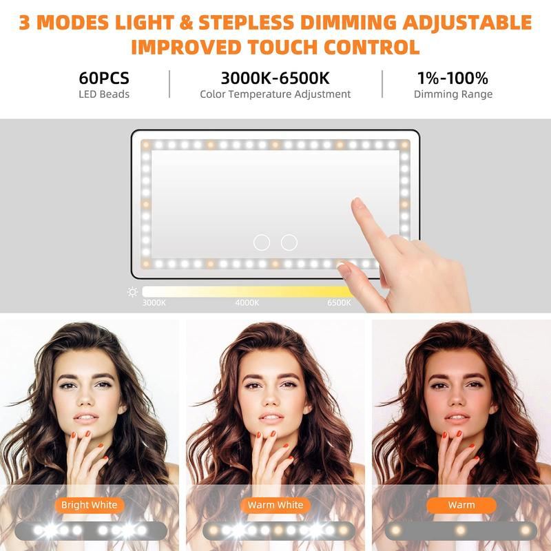 ChubbyGlow VanityBeam - USB-C Rechargeable LED Makeup Mirror with 3 Light Modes - Car & Travel Essential
