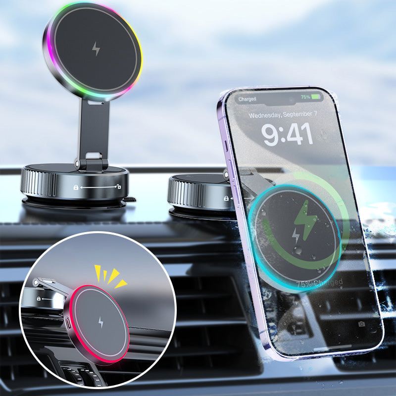 ChubbyGrip Vibe - 15W MagSafe Car Charger Super Suction Mount With Vibe Lighting