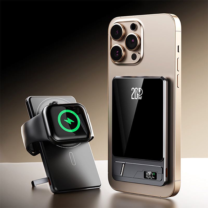 ChubbyPower Lite - 5000/10000 mAh Magnetic Power Bank With Hidden Stand &Built-in cable