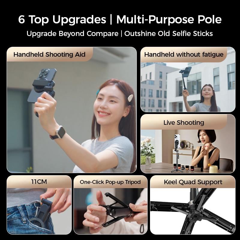 ChubbySnap 4-in-1 Magnetic Selfie Stick – 360° Rotation, Bluetooth Control