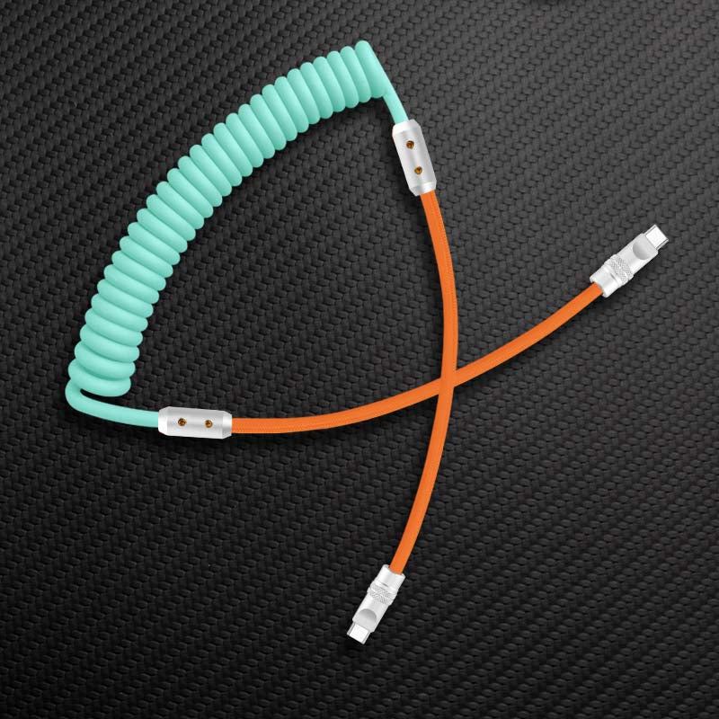 "Colorblock Chubby" Spring Braided Silicone Charge Cable