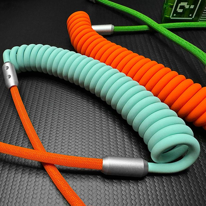 "Colorblock Chubby" Spring Braided Silicone Charge Cable
