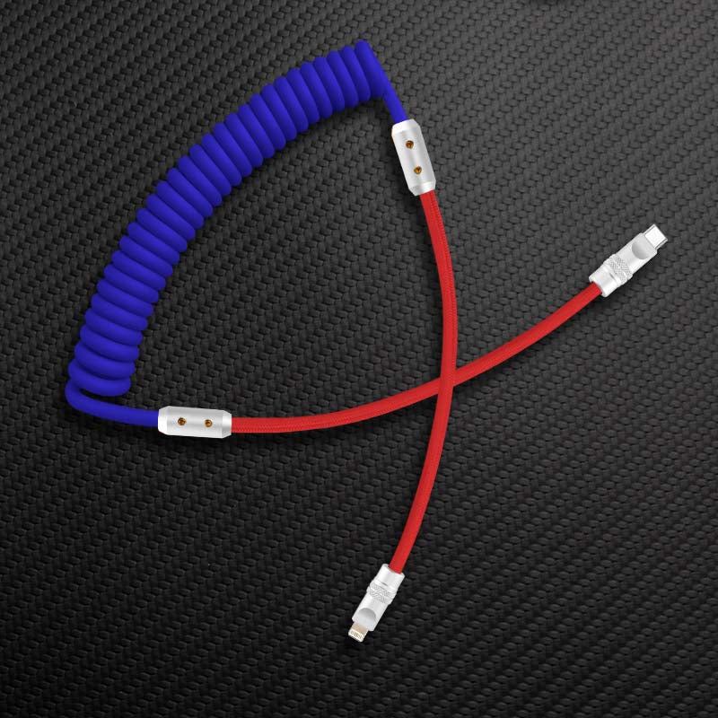 "Colorblock Chubby" Spring Braided Silicone Charge Cable