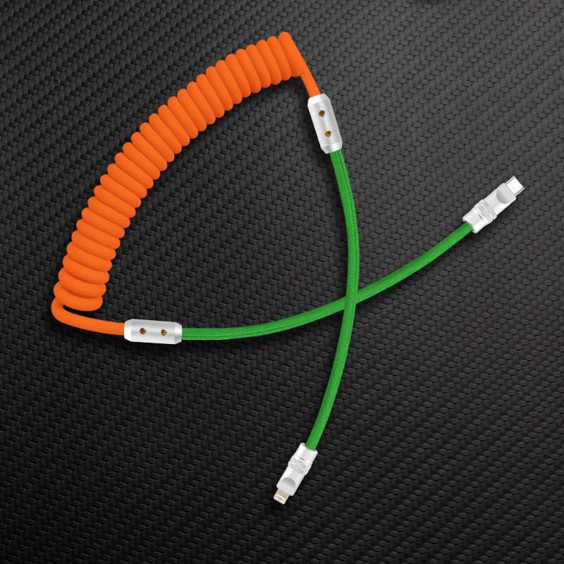 "Colorblock Chubby" Spring Braided Silicone Charge Cable