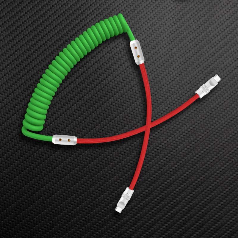 "Colorblock Chubby" Spring Braided Silicone Charge Cable