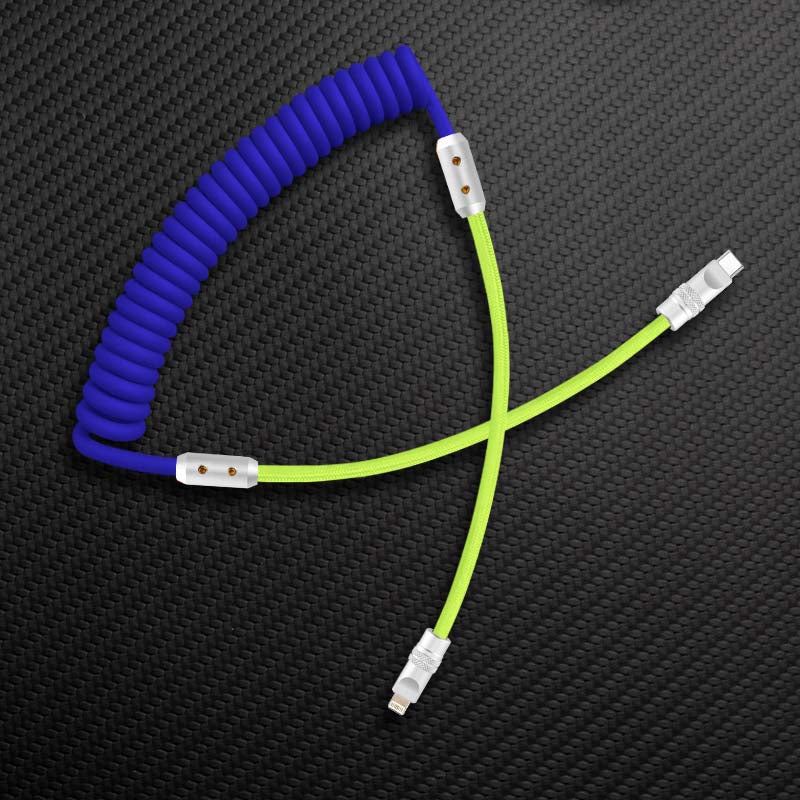 "Colorblock Chubby" Spring Braided Silicone Charge Cable