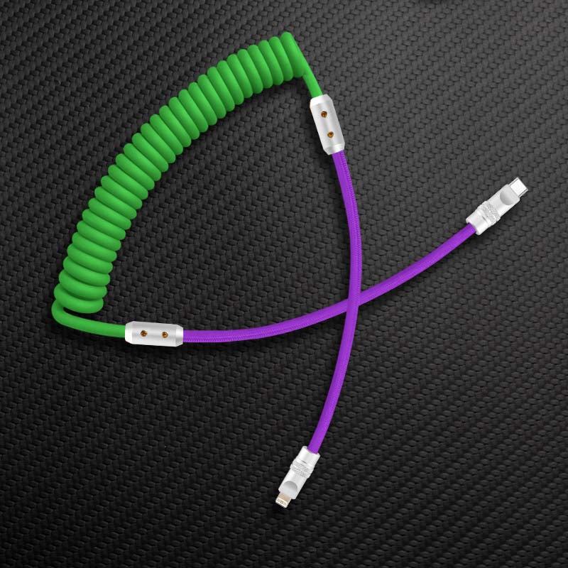 "Colorblock Chubby" Spring Braided Silicone Charge Cable