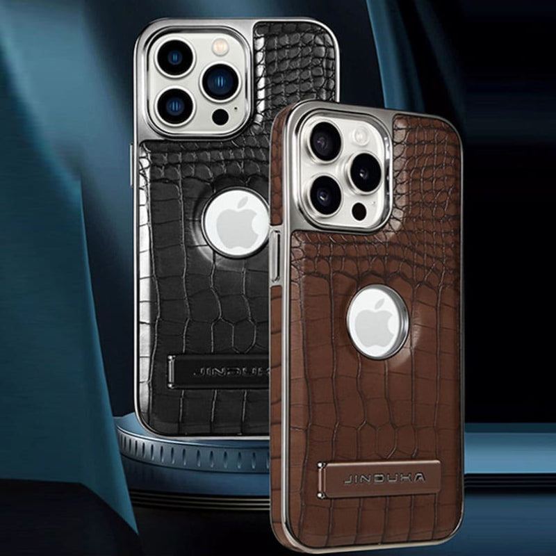 Crocodile Leather Magnetic All-Inclusive Holder Phone Case For iPhone