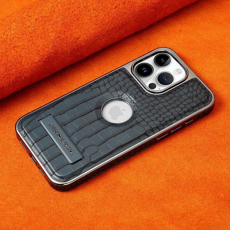 Crocodile Leather Magnetic All-Inclusive Holder Phone Case For iPhone