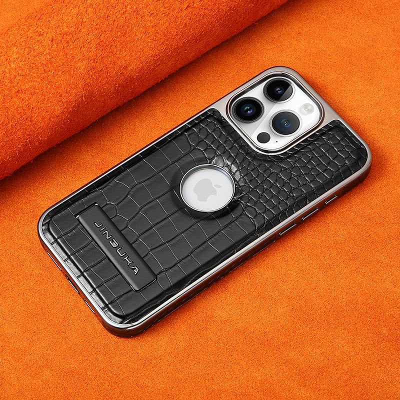 Crocodile Leather Magnetic All-Inclusive Holder Phone Case For iPhone